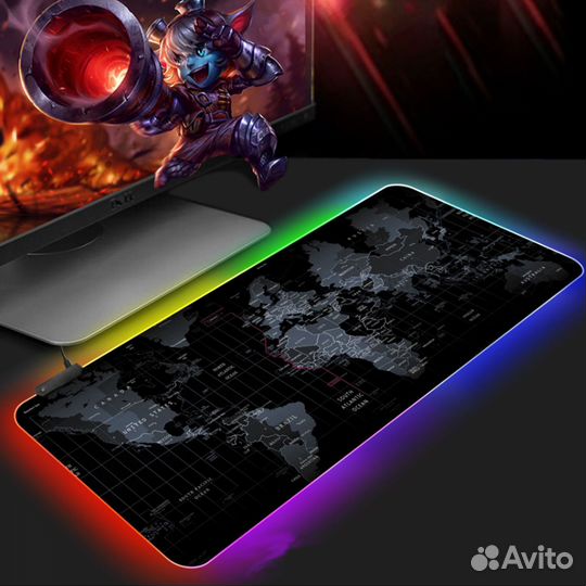 Игровой коврик для мыши 800х300 с RGB подсветкой