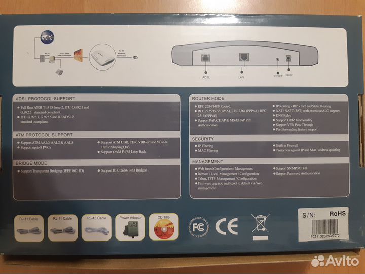 Ethernet adsl 2/2+ Router