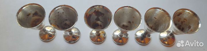 Рюмки 6 штук, комплект, серебрение