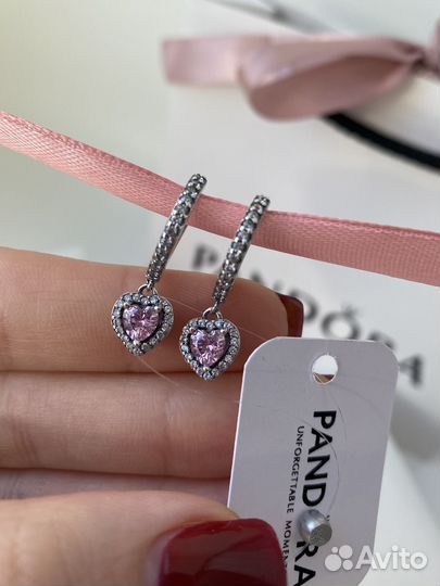 Серьги Pandora Розовое сердце