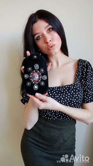 Бархатная черная сумочка с Георгием победоносцем