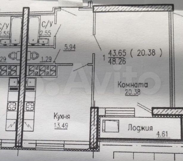 1-к. квартира, 50 м², 4/22 эт.