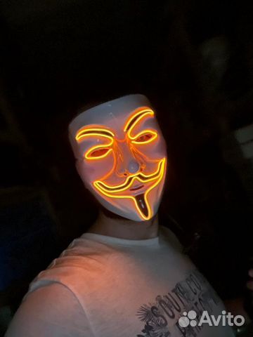 Маска гая фокса (анонимуса) светящаяся