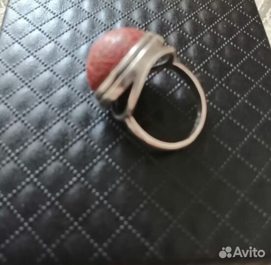Серебряное кольцо с природным кораллом, Винтаж