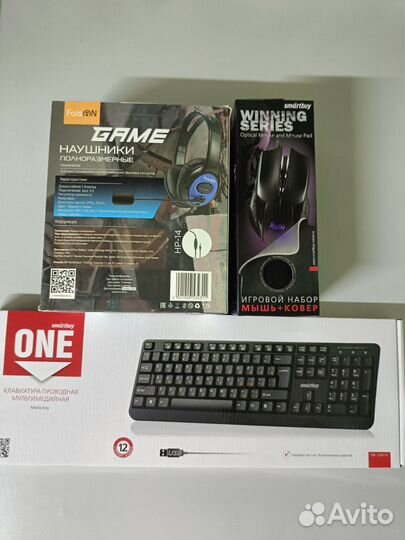 Игровой набор Клавиатура, Наушники, Мышь, коврик