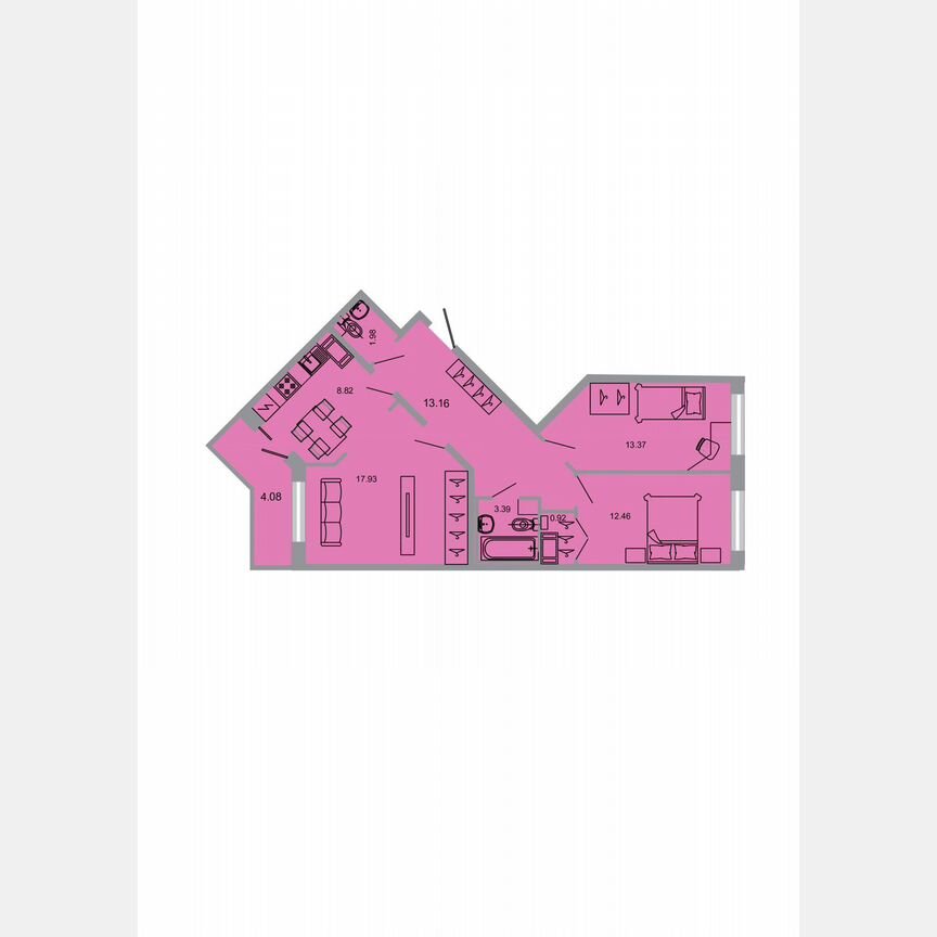 3-к. квартира, 72 м², 18/20 эт.