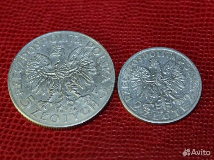 Набор монет Польши из серебра 1932-1934 года