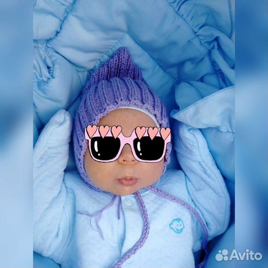 Шапочка, шлем хлопковый 0-6 мес