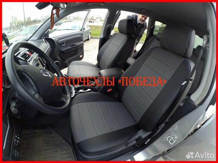 Чехлы Great Wall Hover H3 H5 из экокожи чёрно-серы