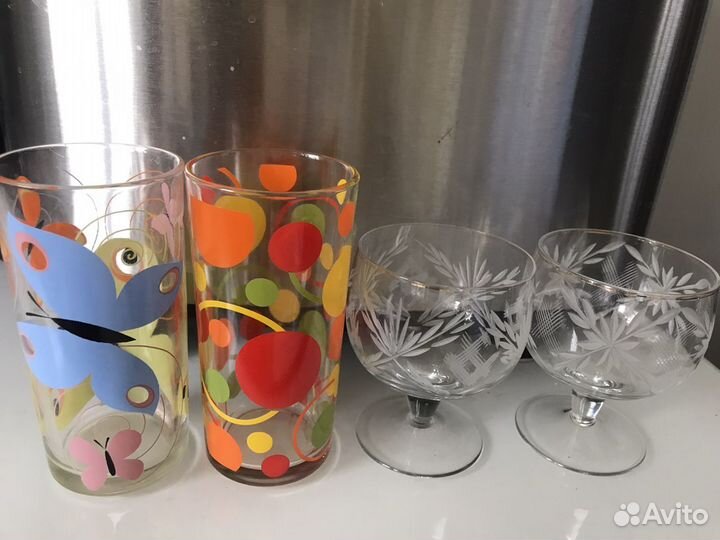 Стаканы/фужеры/бокалы стекло/хруст.набор/зик тарел