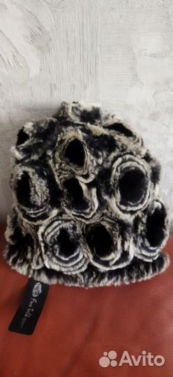 Шапка вязаная с мехом женская новая