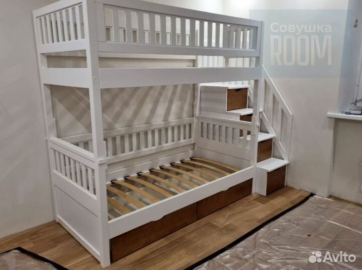 Двухъярусная Кровать из сосны для двоих детей