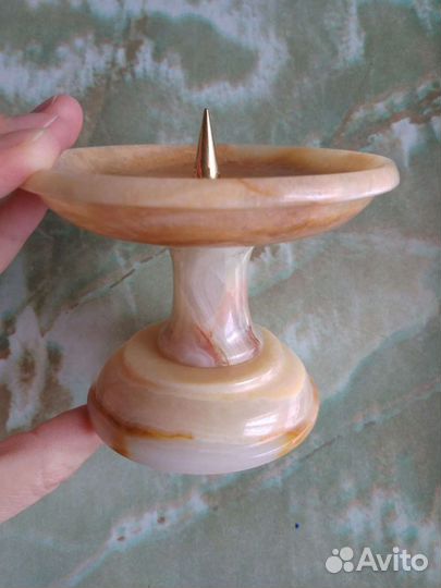 Подсвечник натур. камень Оникс