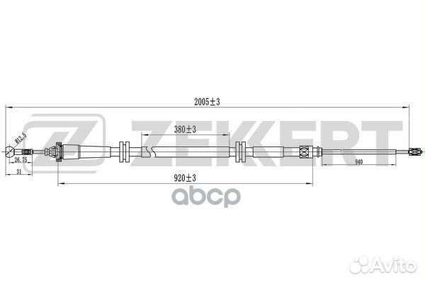 Трос стояночного тормоза лев./прав. Renault Kan