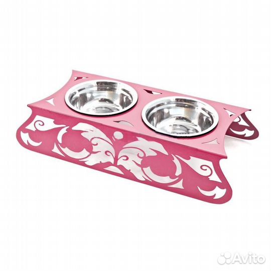 Кормушка напольная металл. дживотных 2мет миски D