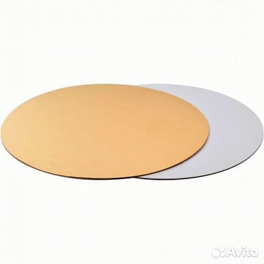 Подложка для торта круглая (зол\бел)d 28 см, 1,5мм