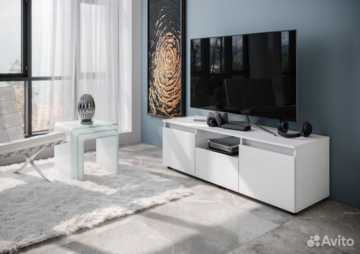 Тумба белая под тв №7