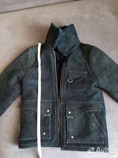 Дубленка натуральная детская чёрного цвета