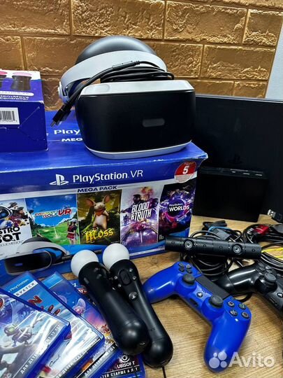 Sony playstation 4 slim 1 tb + vr очки и геймпады