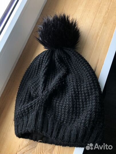 Шапка зимняя чёрная с флисом тёплая