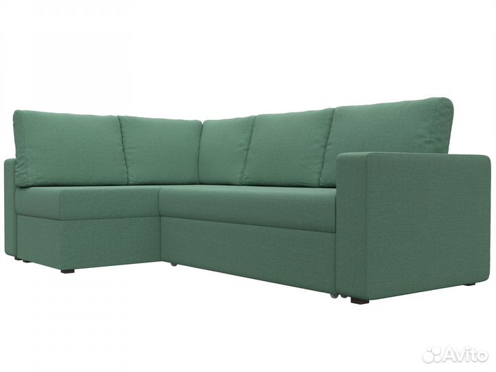Диван угловой Оливер левый угол, рогожка, амур зеленый