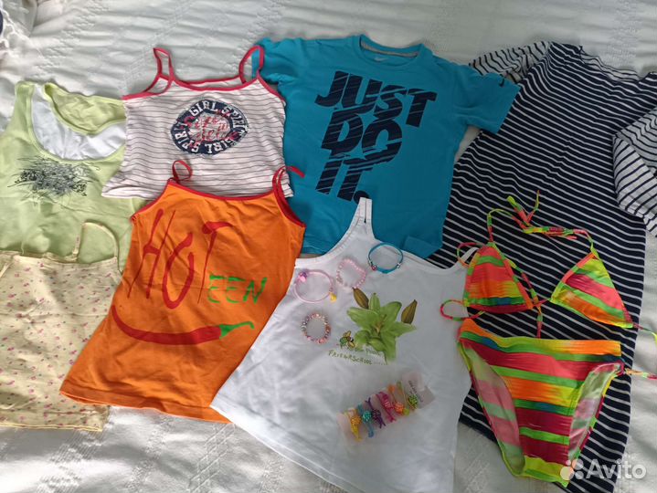 Вещи девочке 3 пакета, 140-146