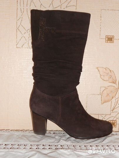 Зимние сапоги, натуральные замша и мех, р.36