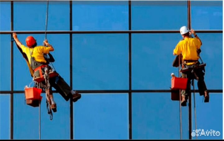 Мойка окон, фасада здания, уборка