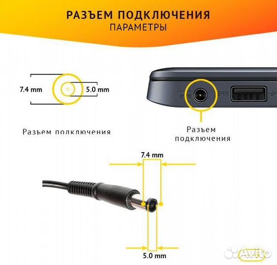 Блок питания (зарядка) для ноутбука Dell 90w