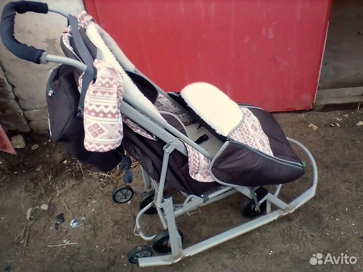 Детские санки коляска на колесах