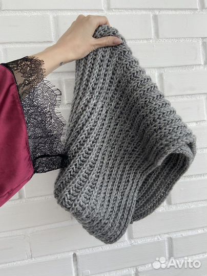 Снуд вязаный серый новый