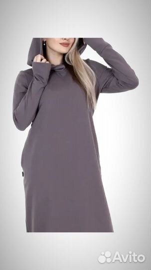 Платье худи с капюшоном из шерсти