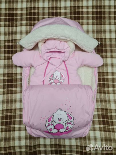 Меховой конверт в коляску+комбинезон утеплëнный