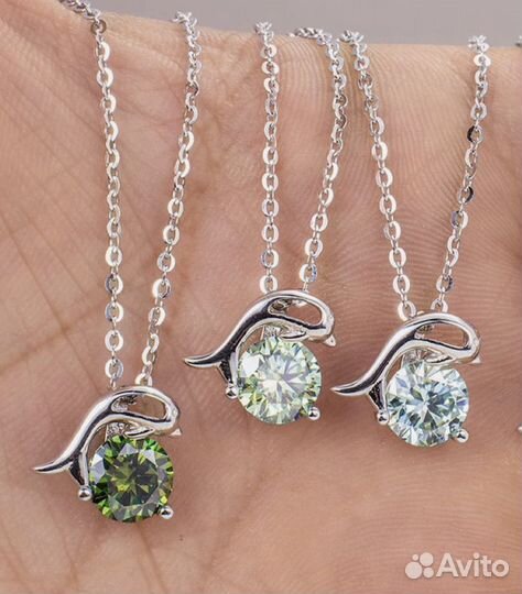 Муассанит дельфин колье brilliant 1 ct
