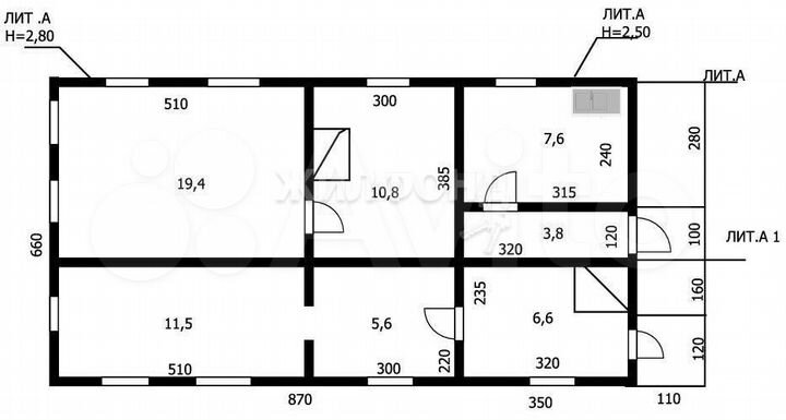 Дом 66,3 м² на участке 7,3 сот.