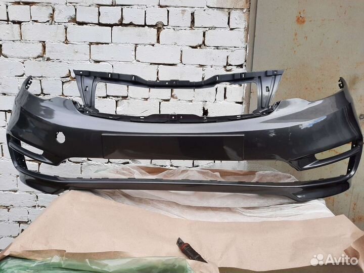 Бампер передний Рио 3 15-17 Серый SAE