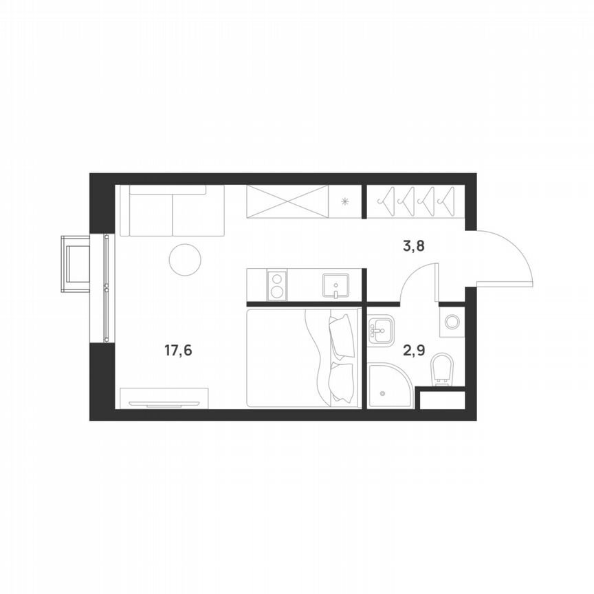 Квартира-студия, 24,3 м², 10/17 эт.