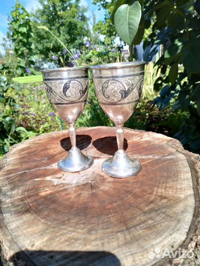 Серебрянная рюмка высокая проба 875 Кубачи