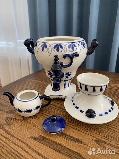 Самовар Гжель, тарелка зик