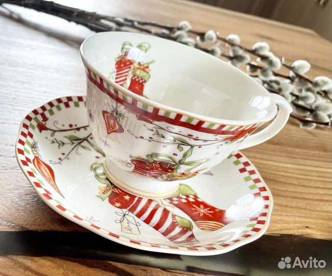 Чайная пара и ложка фарфор кружка блюдце