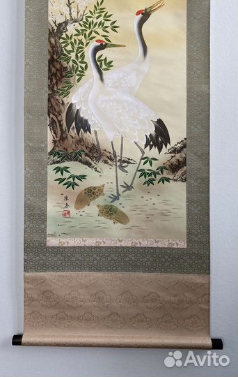 Японский свиток «журавли на закате»
