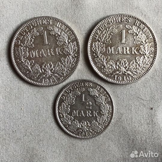 Старинные серебрянные монеты марки Германии