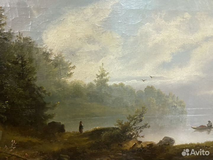 Антикварная картина холст масло. Пейзаж