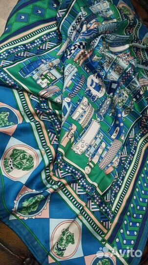 Итальянский шелковый платок ручной подгиб 95см