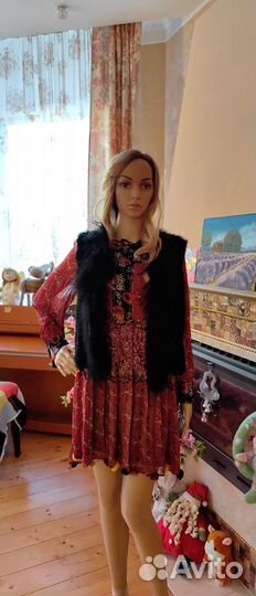 Жилет вязанный мех и мех ламы 42/44 Marc Aurel