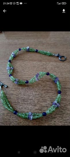 Бусы хризолит аметист новые