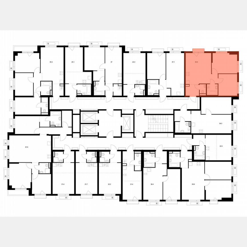 2-к. квартира, 50,9 м², 7/18 эт.