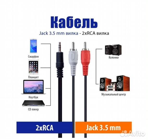 Кабель Jack3. 5mm/RCAx2