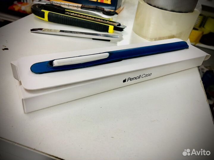 Apple Pencil 1 Leather Case Чехол Синий