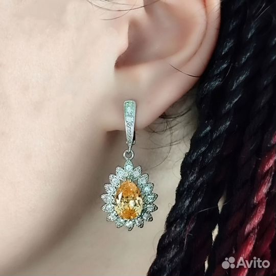 Комплект серьги, подвеска, и кольцо 18,5